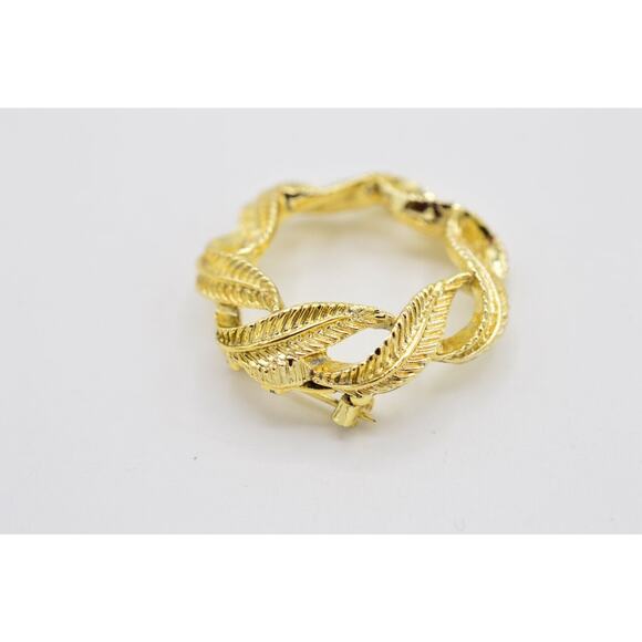 Gerry's Vintage Statement Pin Brooch Brushed Gold Textured Wreath Signed Bin1 - Picture 7 of 11